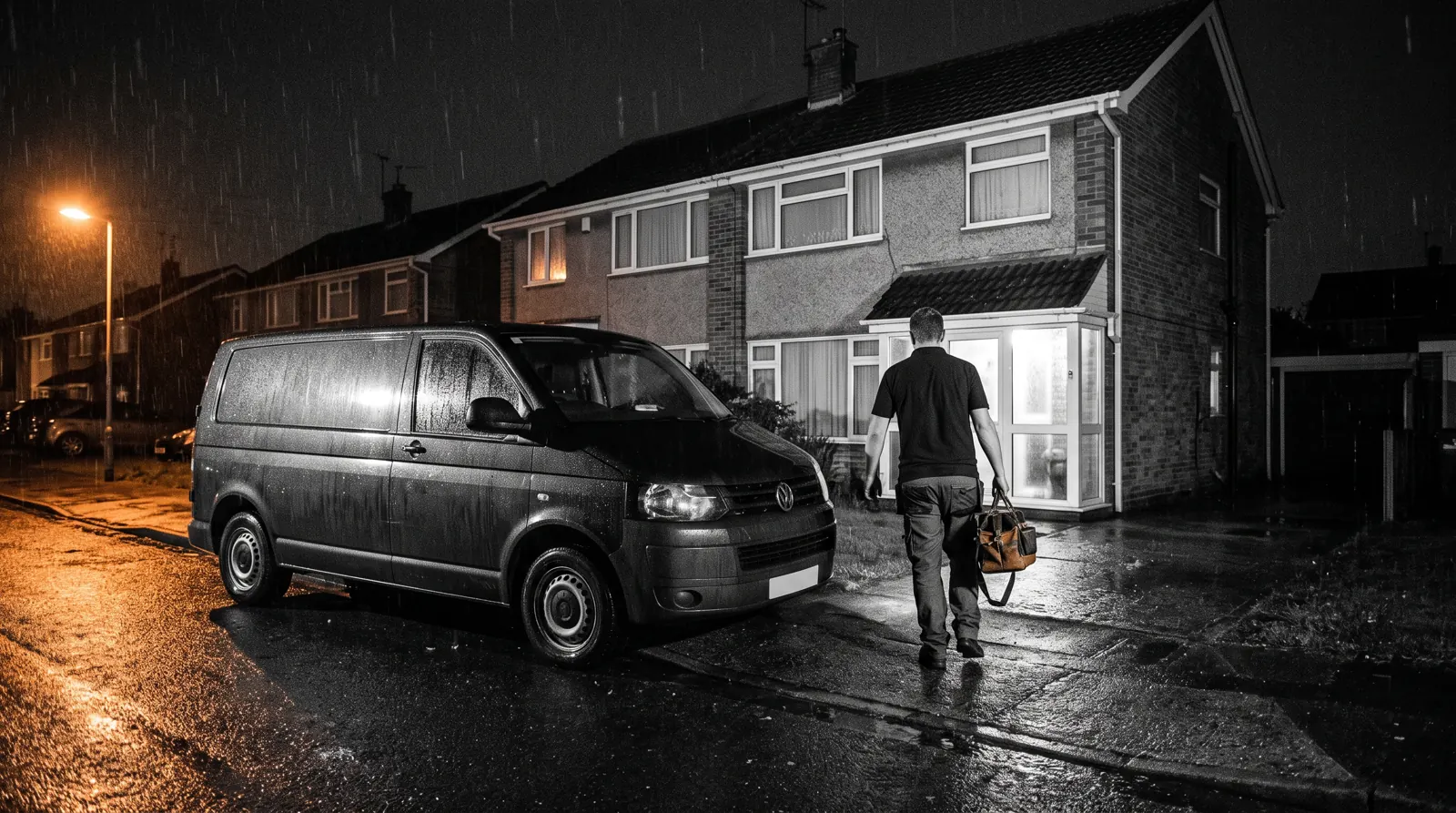 Electrician arriving at a home in Rainham